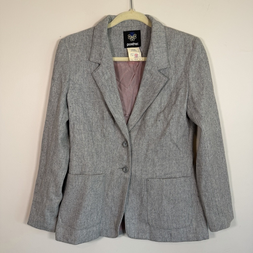 Panther Vtg Made In USA Wool Blend Womens 6 Gray Blazer